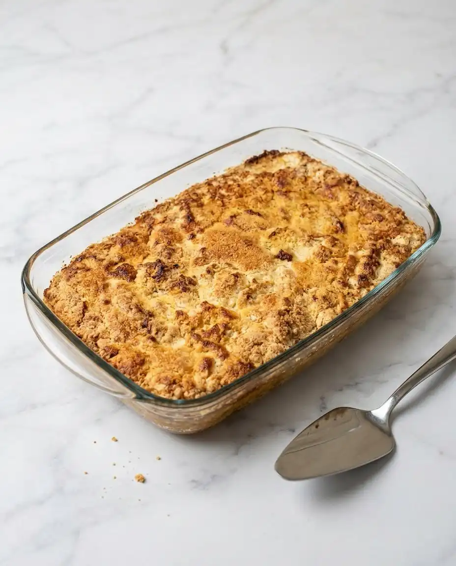 Classic Pumpkin Dump Cake 16 Classic Pumpkin Dump Cake served on a vintage patterned plate with a silver spoon.