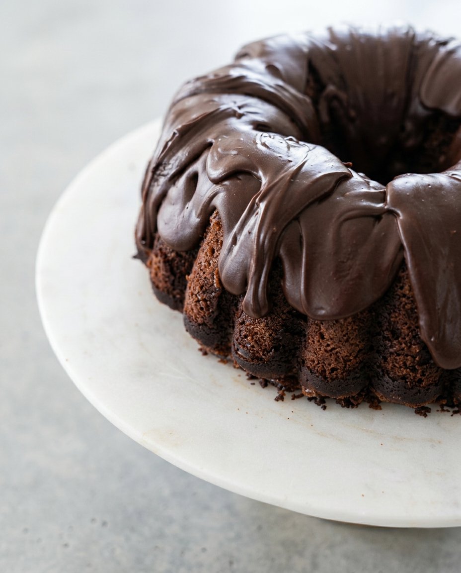 A slice of Double Chocolate Zucchini Cake served on grandmother china with a dollop of whipped cream.