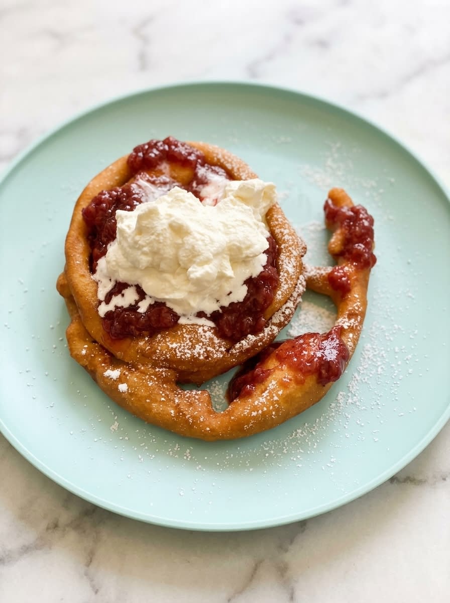 Strawberry Topped Funnel Cake 16 A finished Strawberry Topped Funnel Cake ready to be shared