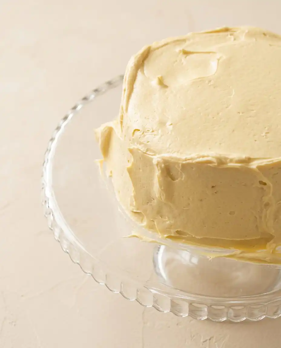 Two-Layer Peanut Butter Cake 16 A single slice of two-layer peanut butter cake served on a delicate vintage plate