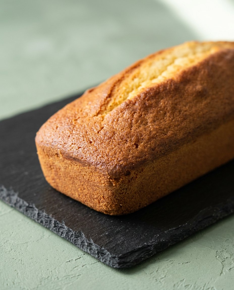 Slices of golden Vanilla Pound Cake served with fresh vanilla bean whipped cream.