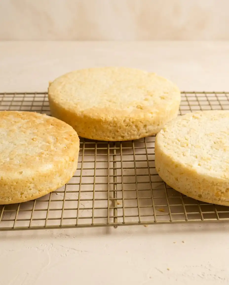 A sharp chef's knife slicing through a layered Blackberry Vanilla Cake to reveal the interior curd.