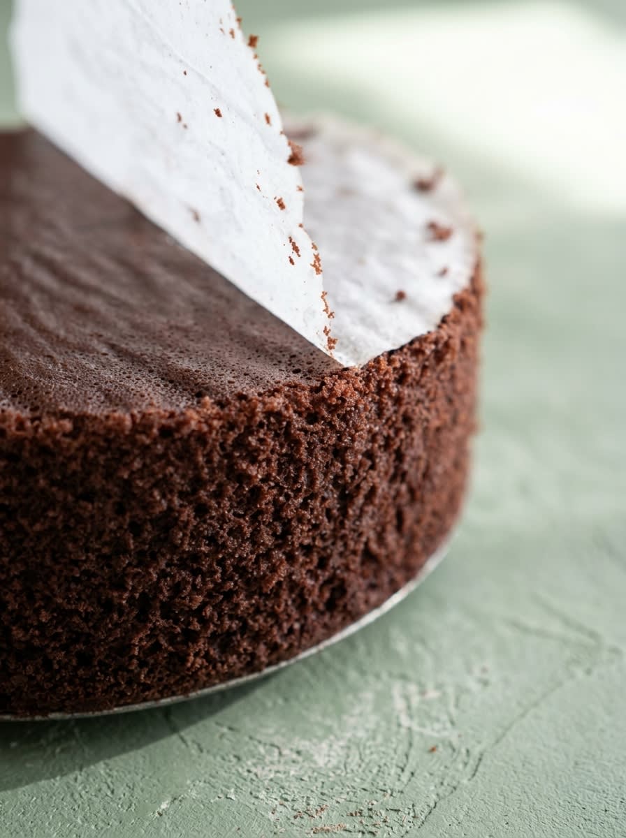 Mini Chocolate Layer Cakes 15 A baker using a warm serrated knife to cut clean layers from Mini Chocolate Layer Cakes.